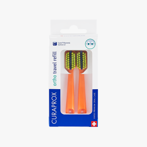 Ortho Travel Set spare brush head. Orange. 2 pcs